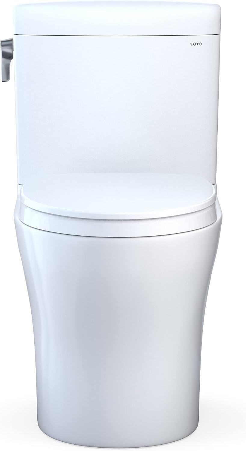 TOTO® Aquia IV® Cube Two-Piece Elongated Dual Flush 1.28 and 0.9 GPF Universal Height Toilet with CEFIONTECT®, WASHLET®+ Ready, Cotton White - MS436124CEMFGN#01