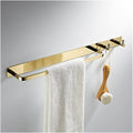 LSLYTQ Towel Rail Rack Brass Towel Bar, Wall Mounted Towel Rack, Screw Installation Black Gold Bathroom Towel Bar with Hooks Cloakroom Towel Shelf for Bathroom Kitchen