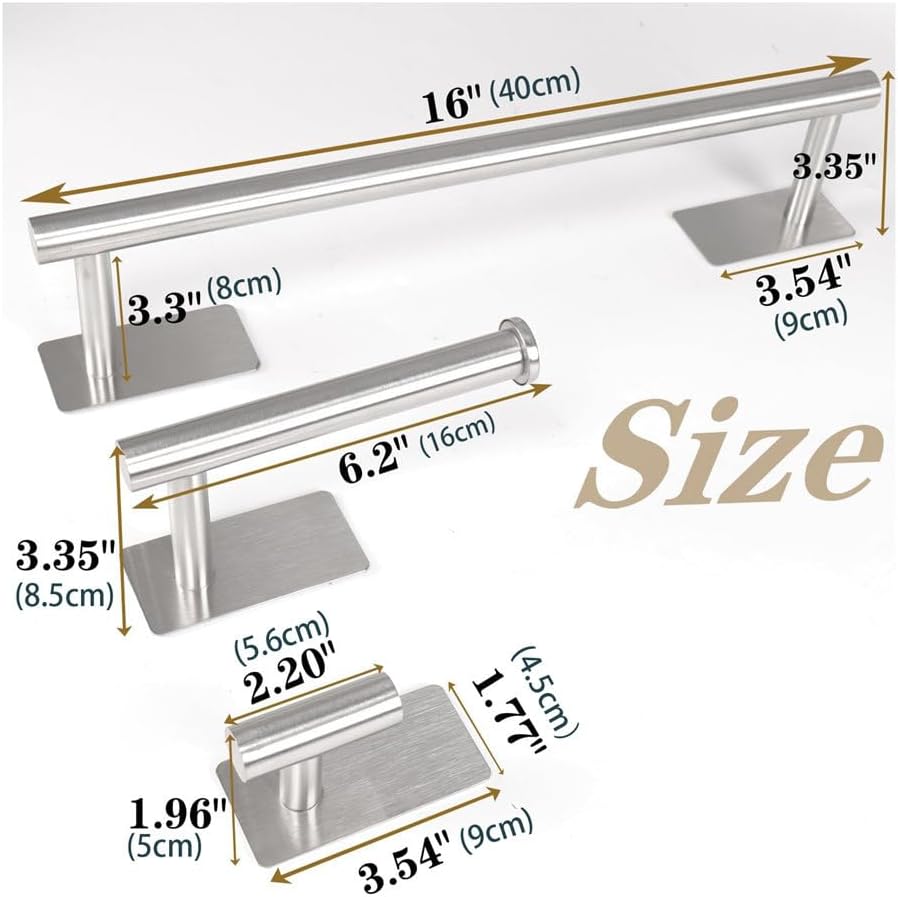 Bathroom Towel Bar Set 5 Pieces Brushed Nickel Modern Bathroom Hardware Set Stainless Steel Wall Mounted Towel Bar,Black,5PCS,Gold-5PCS
