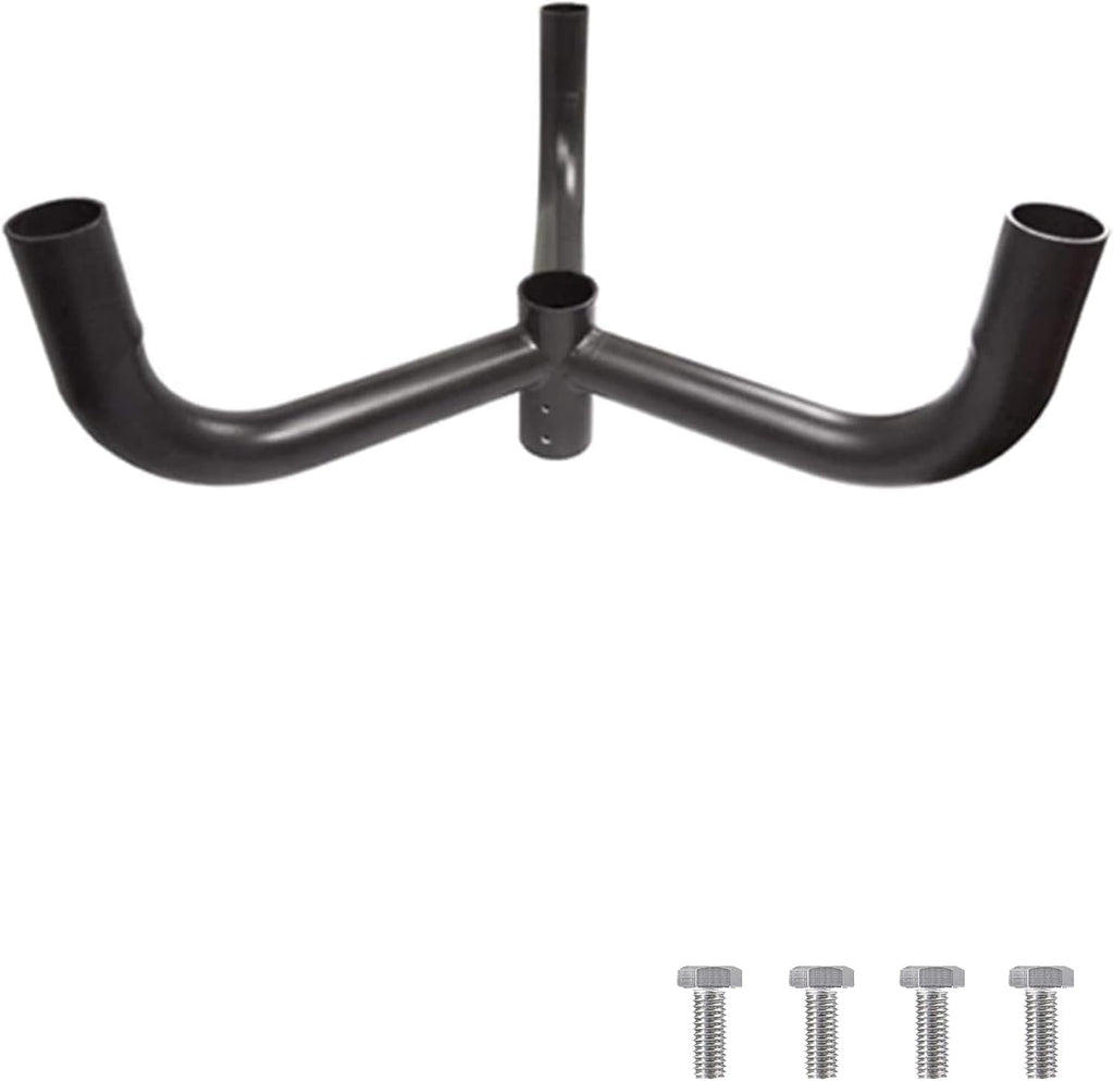 120° Triple Bullhorn Bracket with 3 Arms – 2-3/8' Tenon Adapter for Slip Fitter LED Shoebox, Parking Lot, Area & Street Lights, Heavy-Duty Galvanized Steel Pole Mount with Weatherproof Bronze Finish