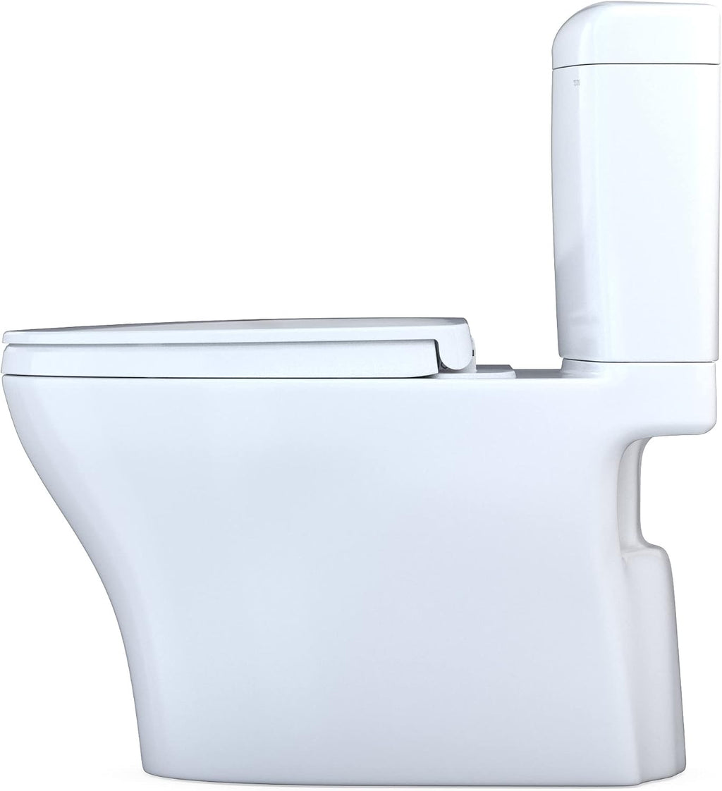 TOTO® Aquia IV® Cube Two-Piece Elongated Dual Flush 1.28 and 0.9 GPF Universal Height Toilet with CEFIONTECT®, WASHLET®+ Ready, Cotton White - MS436124CEMFGN#01
