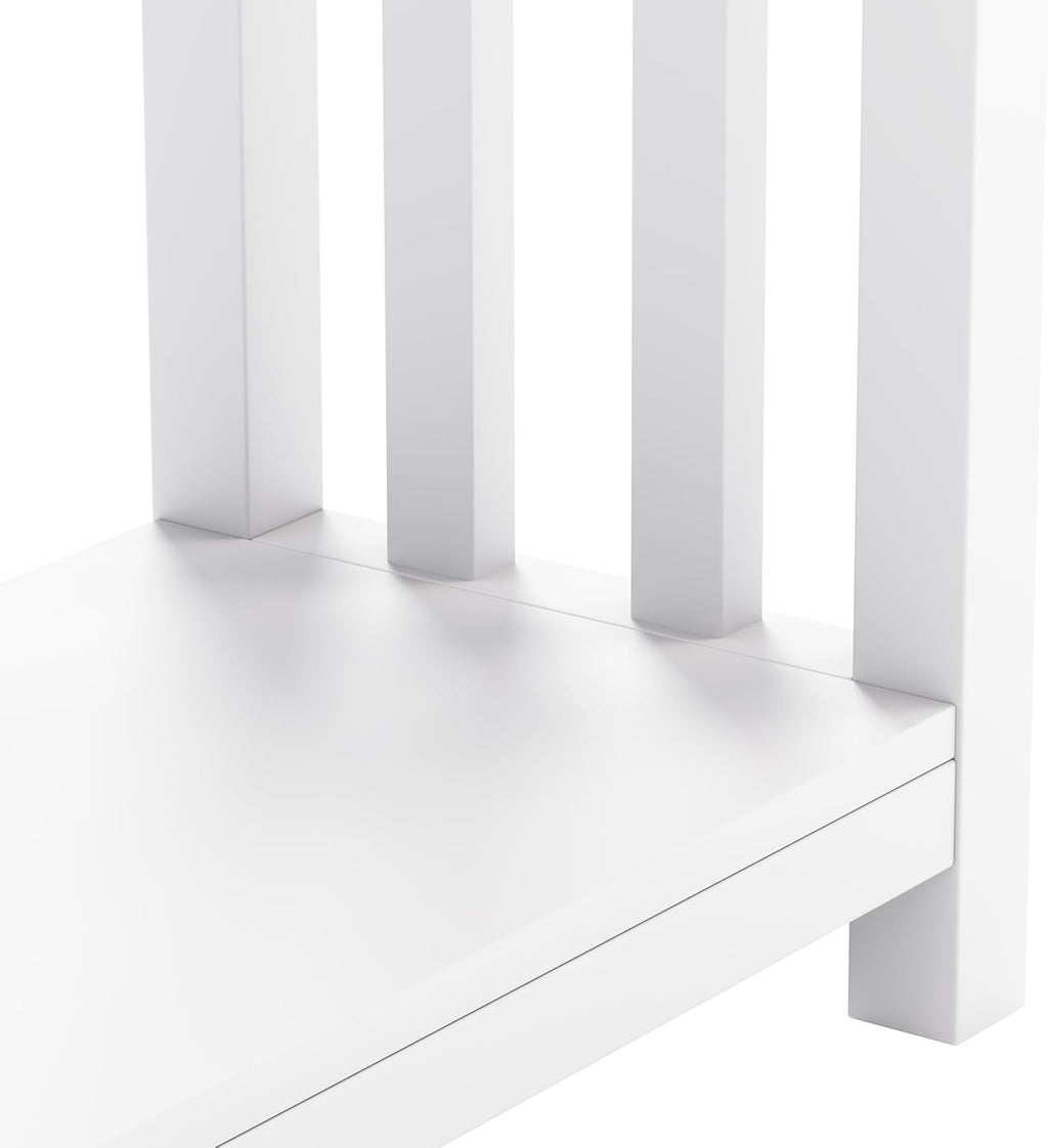 ChooChoo Farmhouse End Tables Set of 2, Narrow Side Tables for Small Spaces, Night Stands with Storage Shelf for Living Room and Bedroom, White and Brown