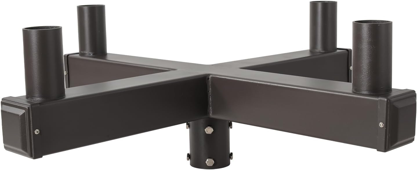 90° Low-Profile Quad Bullhorn Bracket with 4 Tenons – 2-3/8' Slip Fitter Tenon Adapter for LED Shoebox, Parking Lot & Flood Lights, Fits 3' Pole Top, Heavy-Duty Steel, Dark Bronze Finish