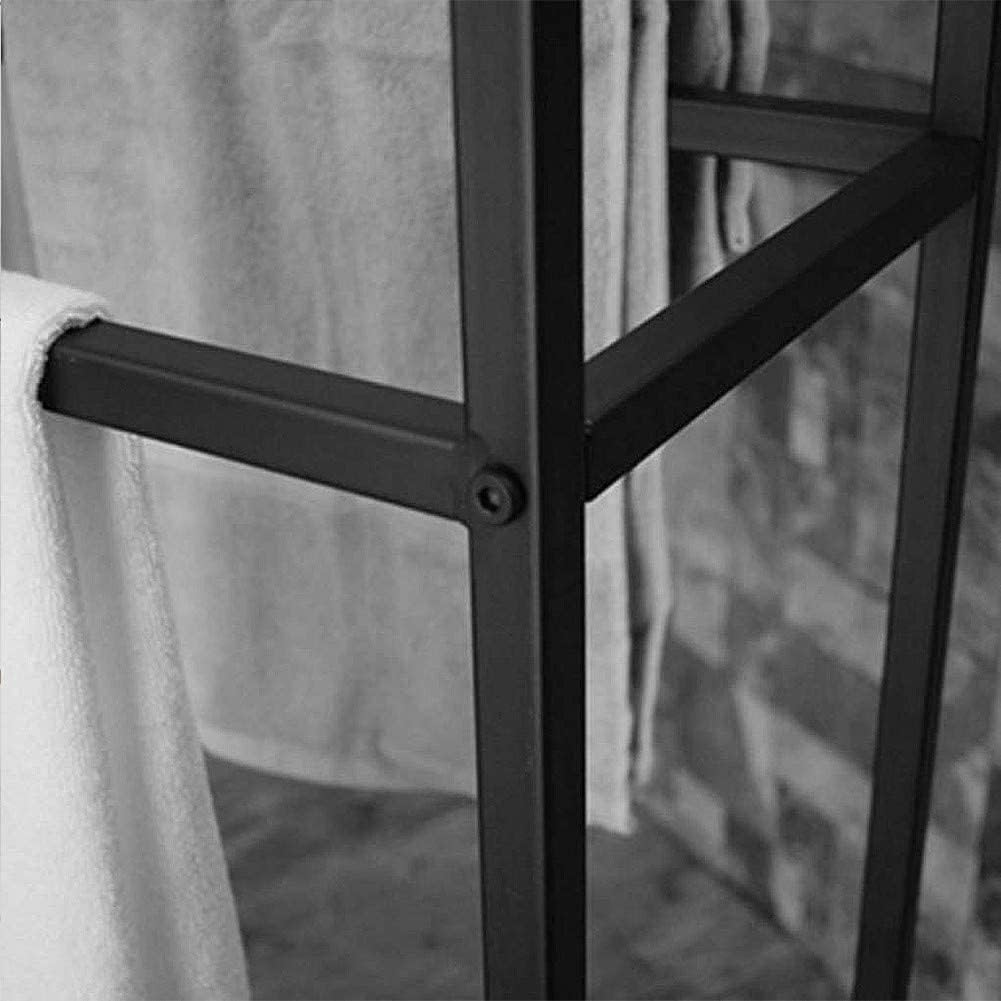 Exquisite Bathroom Shelves Black Towel Holder Stand, Tall Floor Standing Metal Bath Towel Rack with 4 Towel Hanger Bars, Utility Towel Stand for Hot Tubs, Pools, Balcony(Size:65×20×110cm)