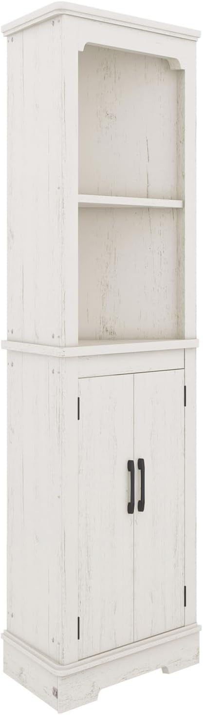 ZeHuoGe 69.3' Tall Corner Cabinet w/ 2 Doors & Open Shelves,4-Tier Floor Corner Cabinet w/Storage Shelves with Storage Shelves