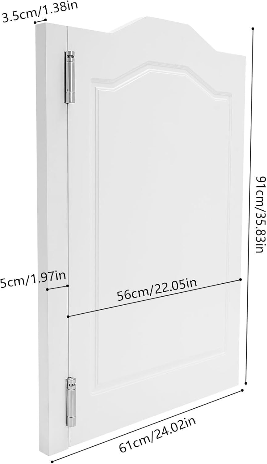 Swinging Doors Cafe Doors with 3 Hinges,Wood Swing Door Interior Saloon Half Partition Door for House Kitchen Shop Entrance Pub Porch(White-24.02 * 35.83in)