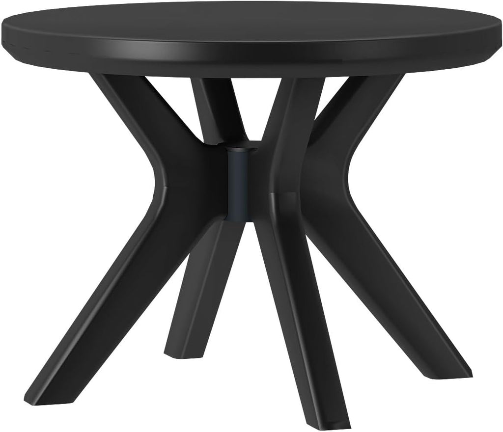 Plank+Beam Cross Leg Verso End Table, 24 Inch Wood End Tables for Living Room, Round Center Table, Cocktail Table for Small Spaces, Black