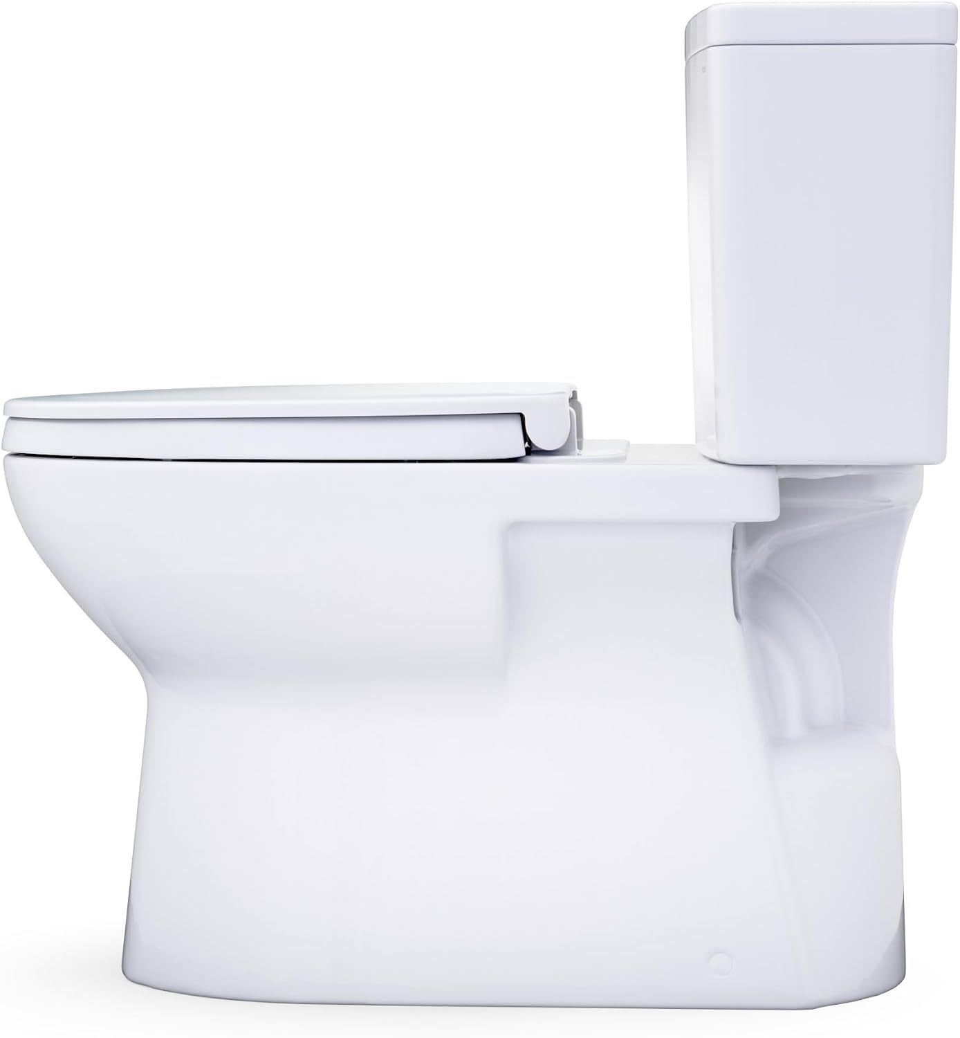 TOTO® Glaston™ 1G® Two-Piece Elongated 1.0 GPF WASHLET®+ and Auto Flush Ready Universal Height Toilet with CEFIONTECT® and SS124 SoftClose® Seat, Cotton White - MS472124CUFG#01