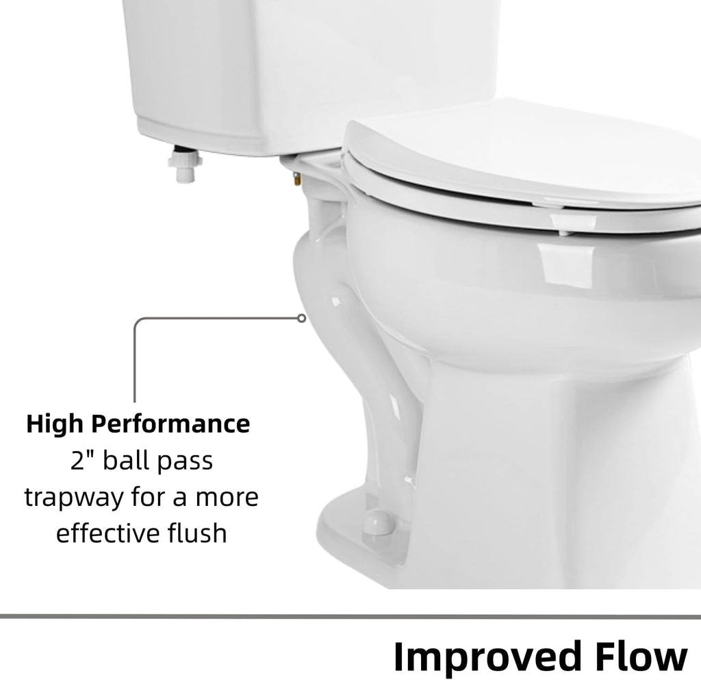 Pressure Assisted Toilet with 18.8' Comfort Tall Height, Los Flexi Two Piece Toilet With Powerful Flush, ADA & Elongated Bowl, 1.0 GPF Water Saving Siphon Flush, 12' Rough-In & Easy Installation