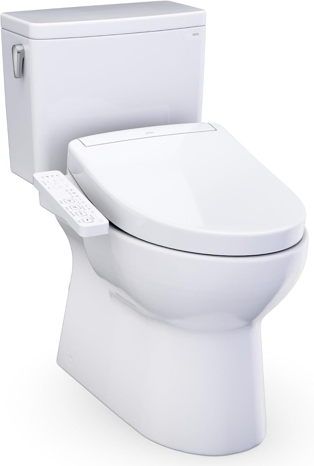TOTO® Glaston™ WASHLET®+ S2 Two-Piece Elongated 1.0 GPF Universal Height Toilet with CEFIONTECT®, Cotton White - MW4723346CUFG#01