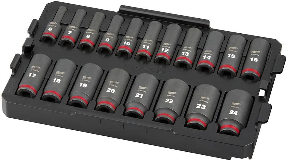 Storekid For Milwaukee SHOCKWAV Impact Duty Socket 3/8 Dr 19pc MM Tray Set + TPT Premium cart storekid