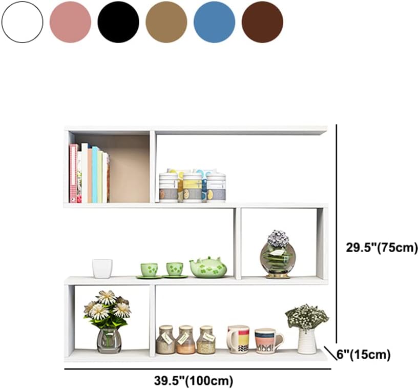 LITFAD Floating Shelf for Wall Storage, Decor Bookcase Engineered Wood Book Shelf Wall Shelf for Study Room Office Living Room Bedroom - White 39.4' L x 5.9' W x 29.5' H