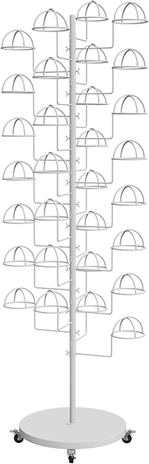 Hat Rack Hat Rack Stand Baseball Hat Holder Modern Large Hat Rack Stand - 30 Hooks, Rolling Standing Retail Display Stand for Baseball Caps/Cowboy Hats/Fedora Hats, Easy to Assemble