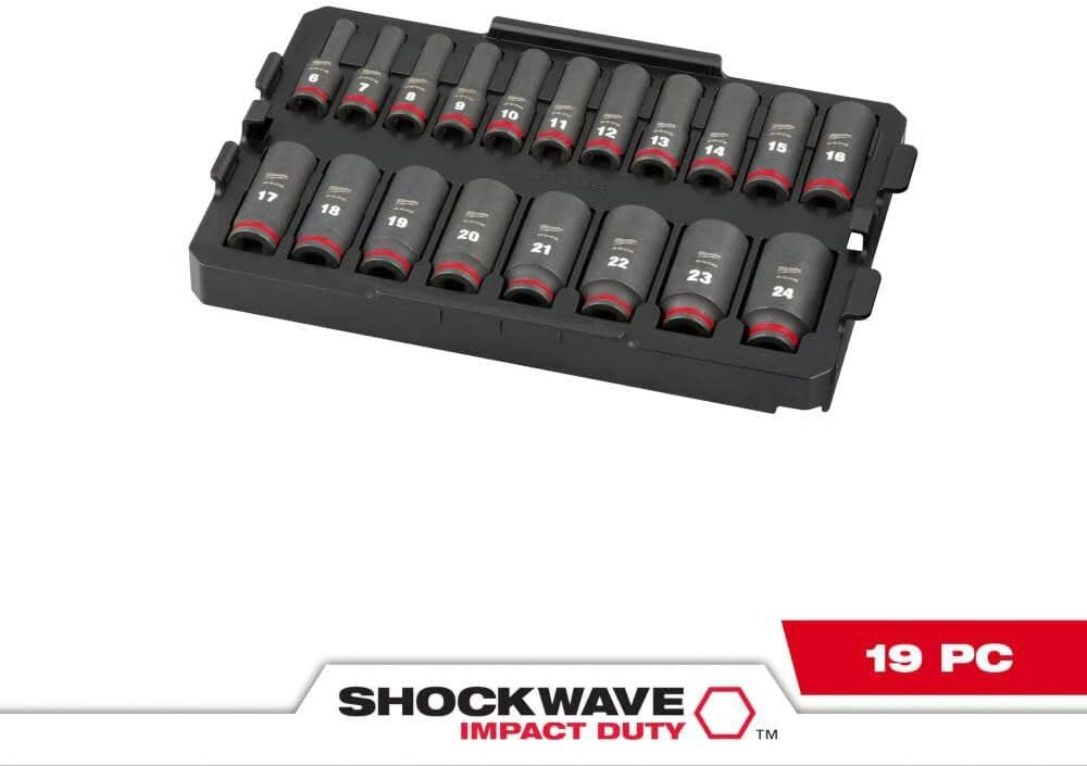 Storekid For Milwaukee SHOCKWAV Impact Duty Socket 3/8 Dr 19pc MM Tray Set + TPT Premium cart storekid