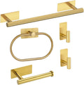 Bathroom Towel Bar Set 5 Pieces Brushed Nickel Modern Bathroom Hardware Set Stainless Steel Wall Mounted Towel Bar,Black,5PCS,Gold-5PCS