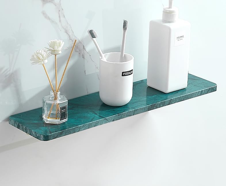 Marble Paper Towel Holder, Towel Rod, Wall Mounted Toilet Paper Holder, Shelf, green-50 Long Shelf