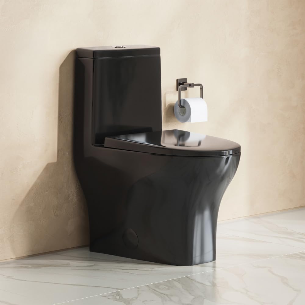 Sublime II One-Piece 12' Rough-in 1.1/1.6 GPF Dual Top Flush Round Compact Toilet in Glossy Black
