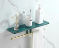 Marble Paper Towel Holder, Towel Rod, Wall Mounted Toilet Paper Holder, Shelf, green-30 Long Shelf with bar