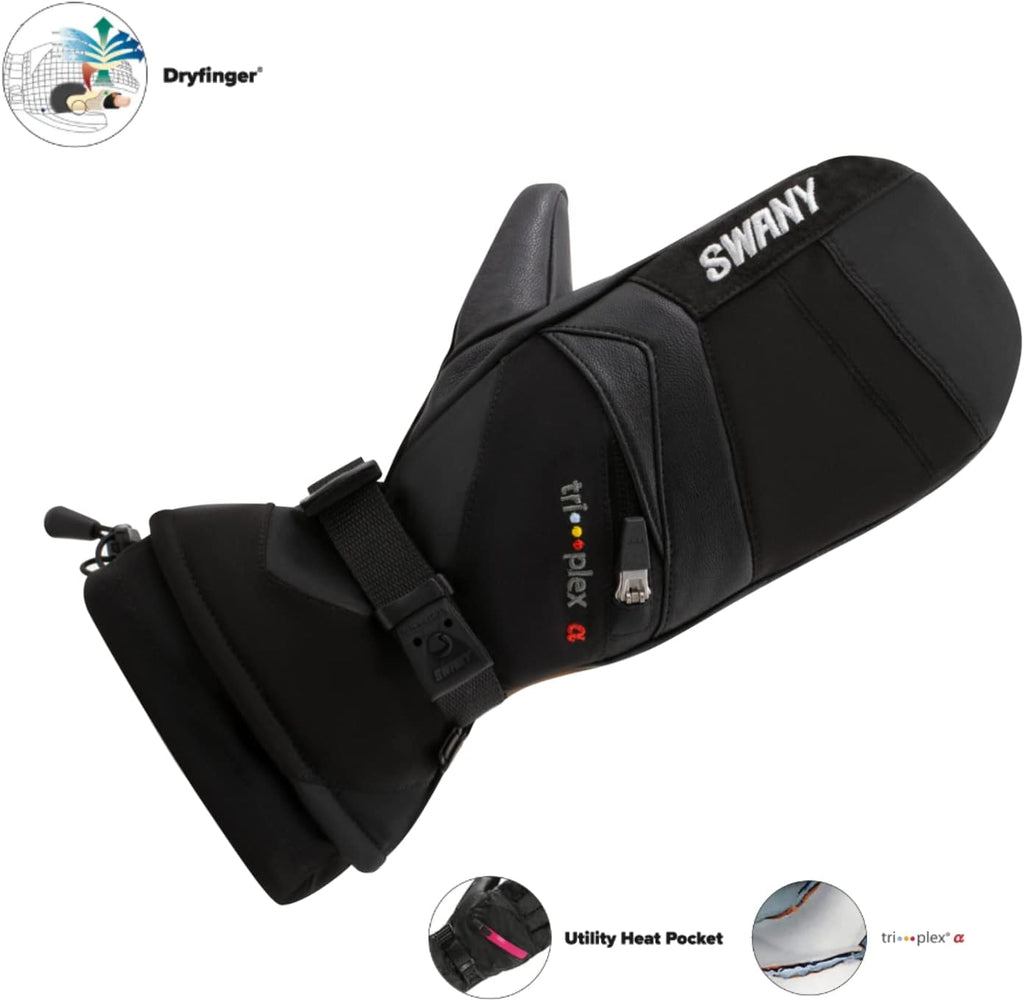 Swany Men's X-Change Sports Insulated Warm Durable Breathable Flexible Leather Winter Mittens