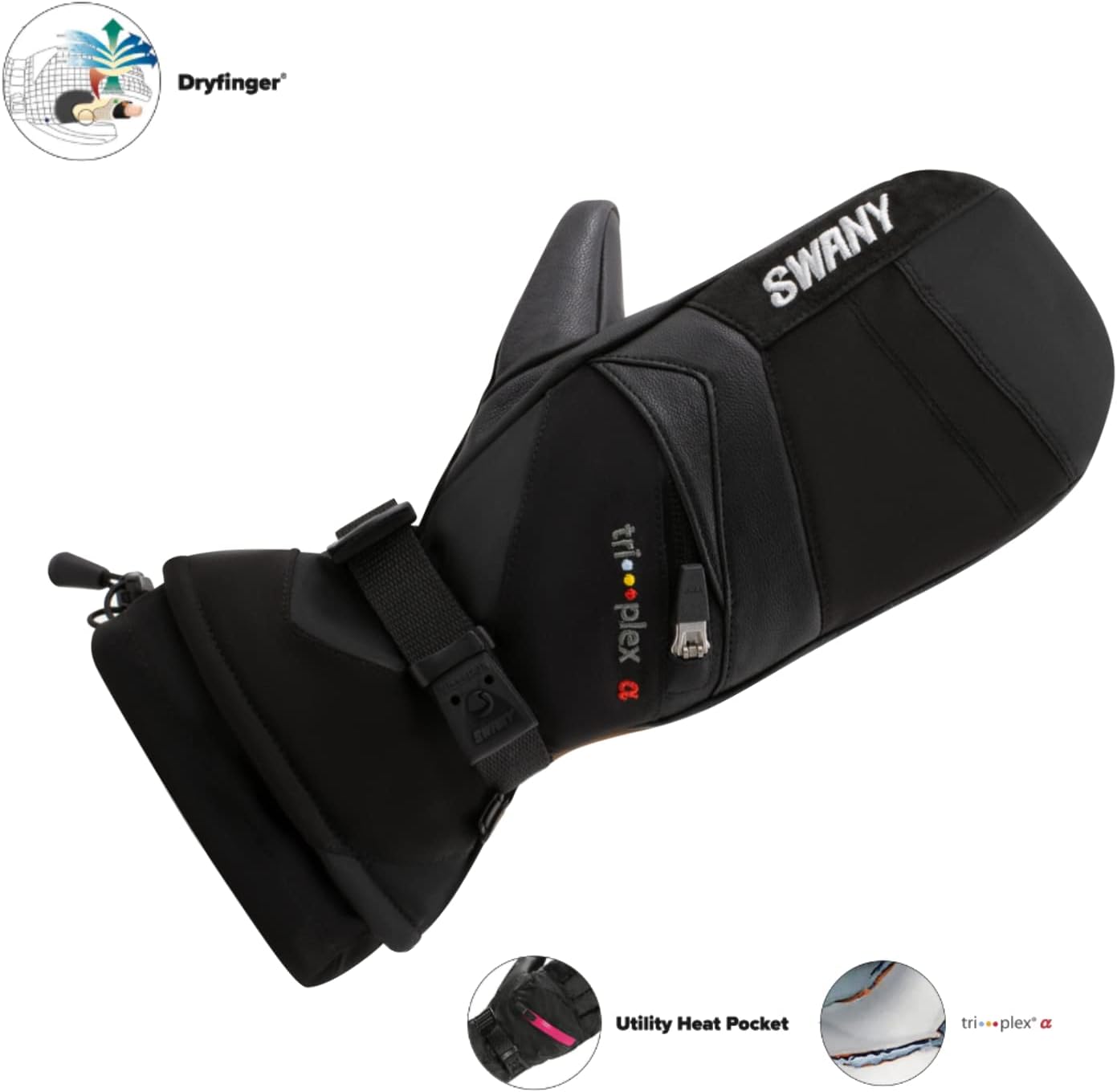 Swany Men's X-Change Sports Insulated Warm Durable Breathable Flexible Leather Winter Mittens