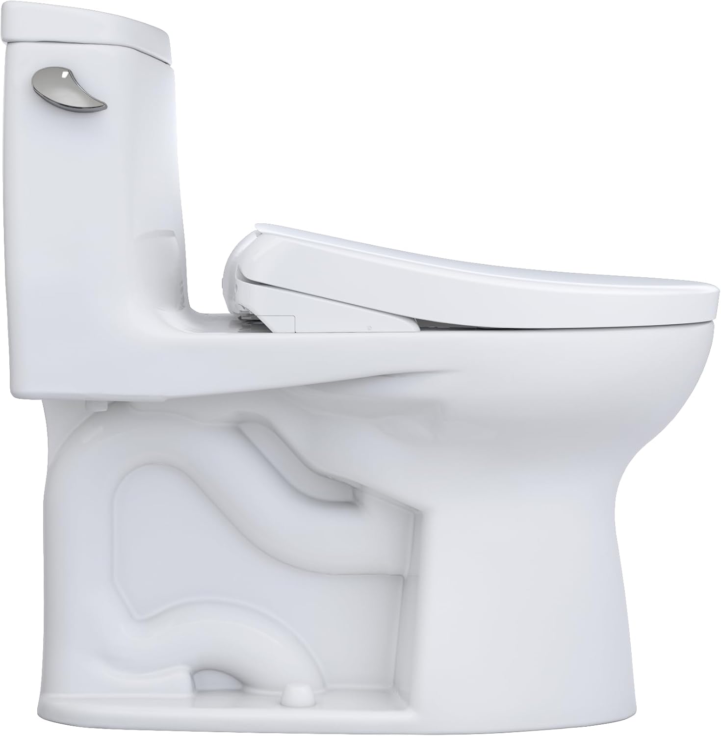 TOTO® WASHLET®+ UltraMax® II One-Piece Elongated 1.28 GPF Toilet with Auto Flush WASHLET®+ S7 Contemporary Bidet Seat, Cotton White - MW6044726CEFGA#01