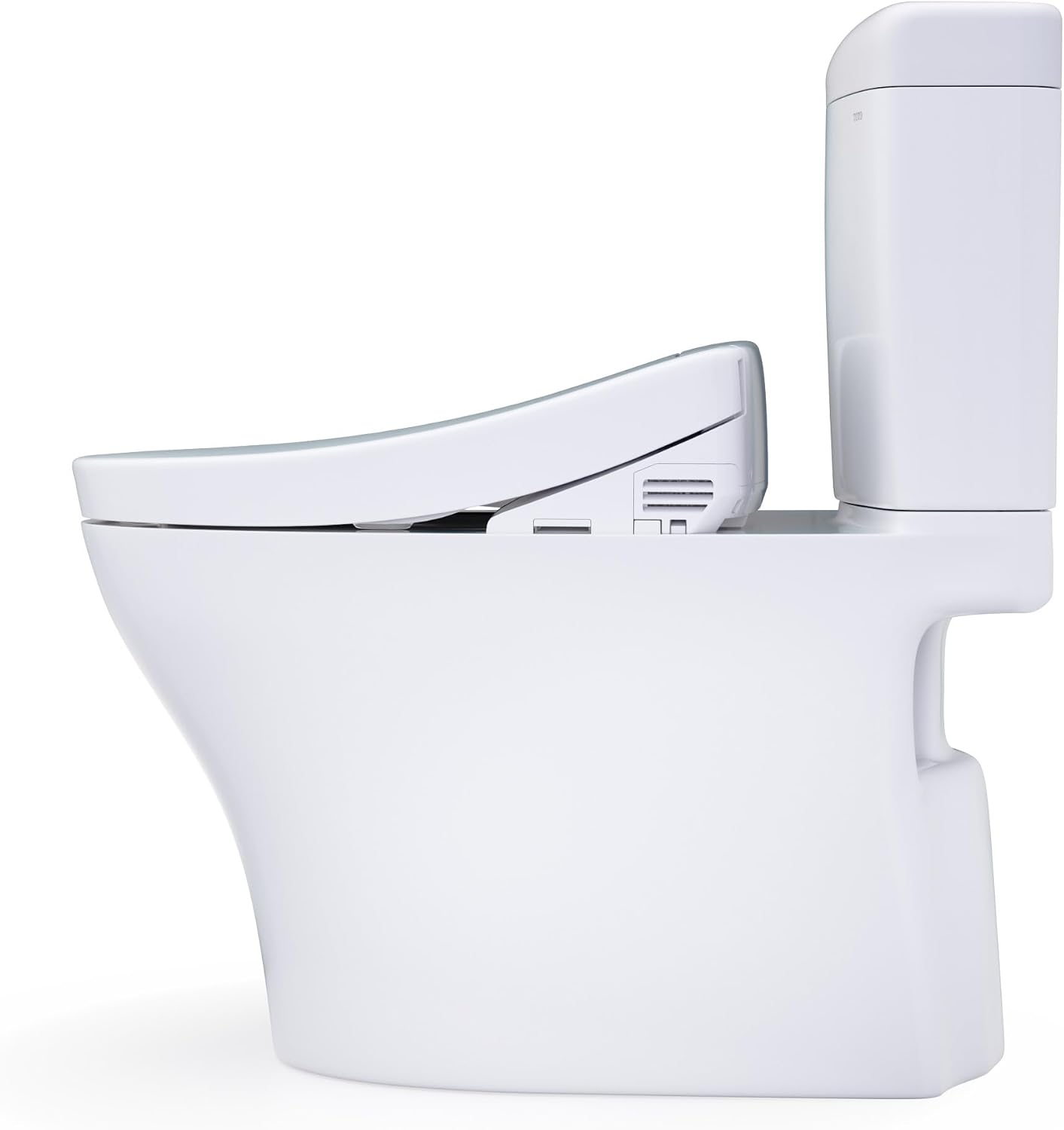TOTO® WASHLET®+ Aquia IV® Cube Two-Piece Elongated Dual Flush 1.28 and 0.9 GPF Toilet with S2 Bidet Seat, Cotton White - MW4363346CEMFGN#01