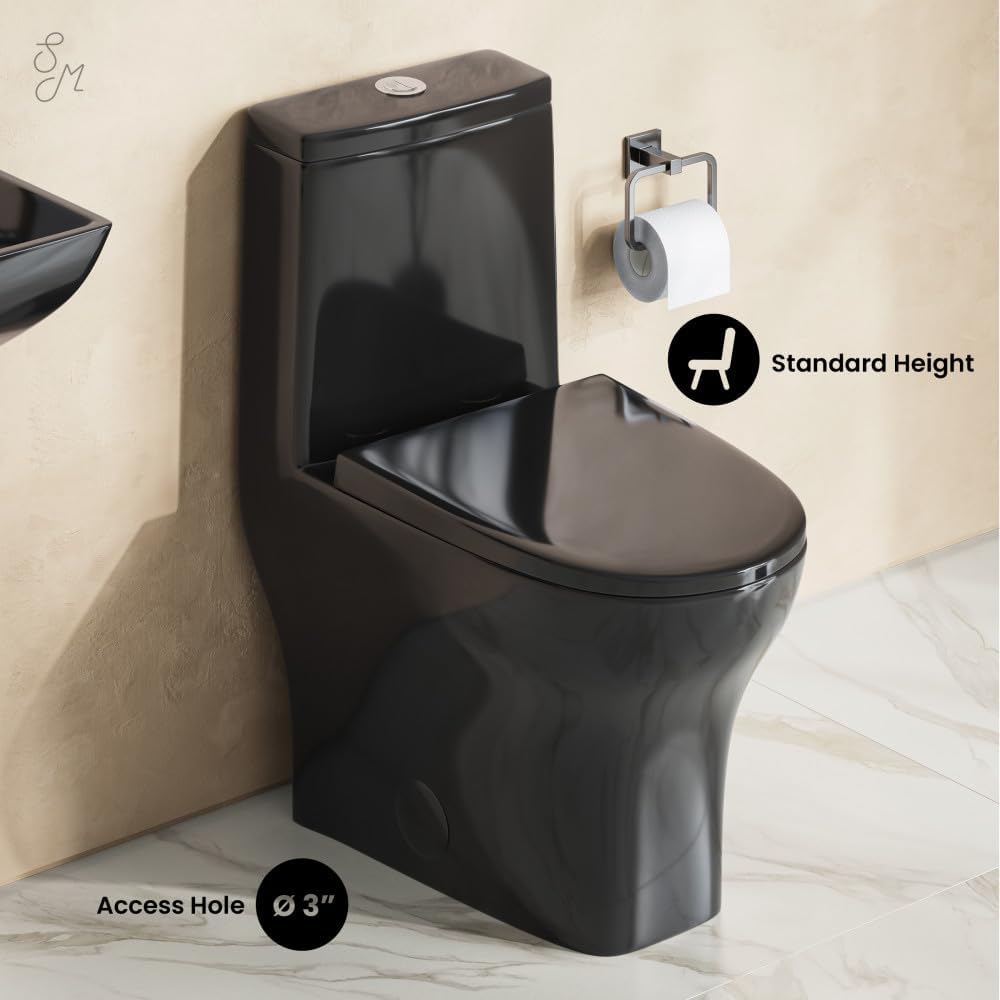 Sublime II One-Piece 12' Rough-in 1.1/1.6 GPF Dual Top Flush Round Compact Toilet in Glossy Black