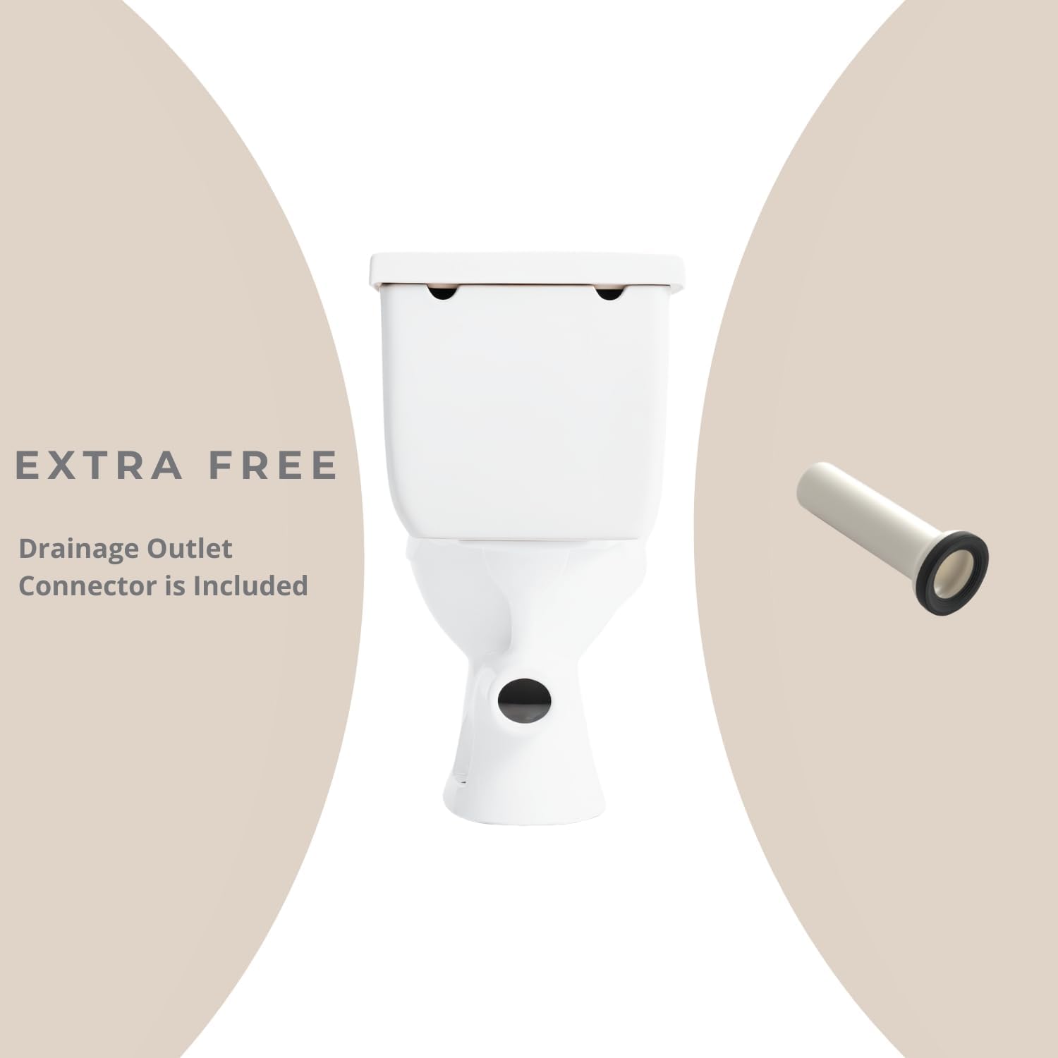Rear Outlet Toilet with Tank: Powerful Flush & Space-Saving Design with Rear Discharge - Includes Extra Extension Pipe for Easy Installation
