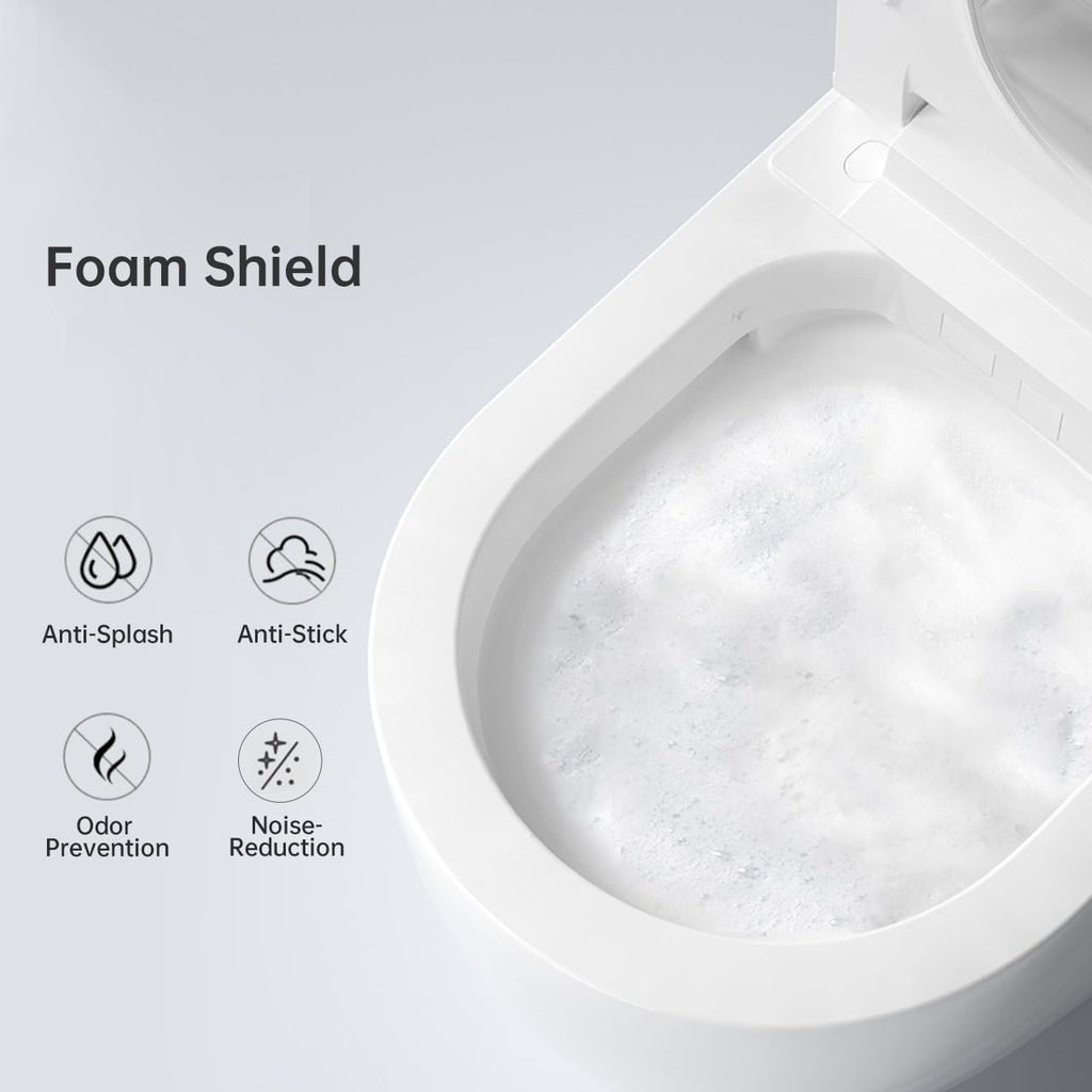 Anwick Smart Toilet with Bidet Built-In | Automatic Toilet Foot Sensor Flush | Elongated One Piece Toilet W/Foam Shield & Self-Cleaning | Bidet Toilet W/Heated Seat, Warm Water & Remote Control (1)