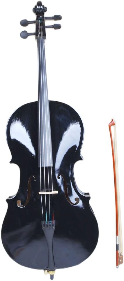 Full Size Cello Kit, Acoustic Cello Instrument for Adults,Beginners,Students,Complete Cello 4/4 Set with Portable Bag, Bow, Rosin (Black)