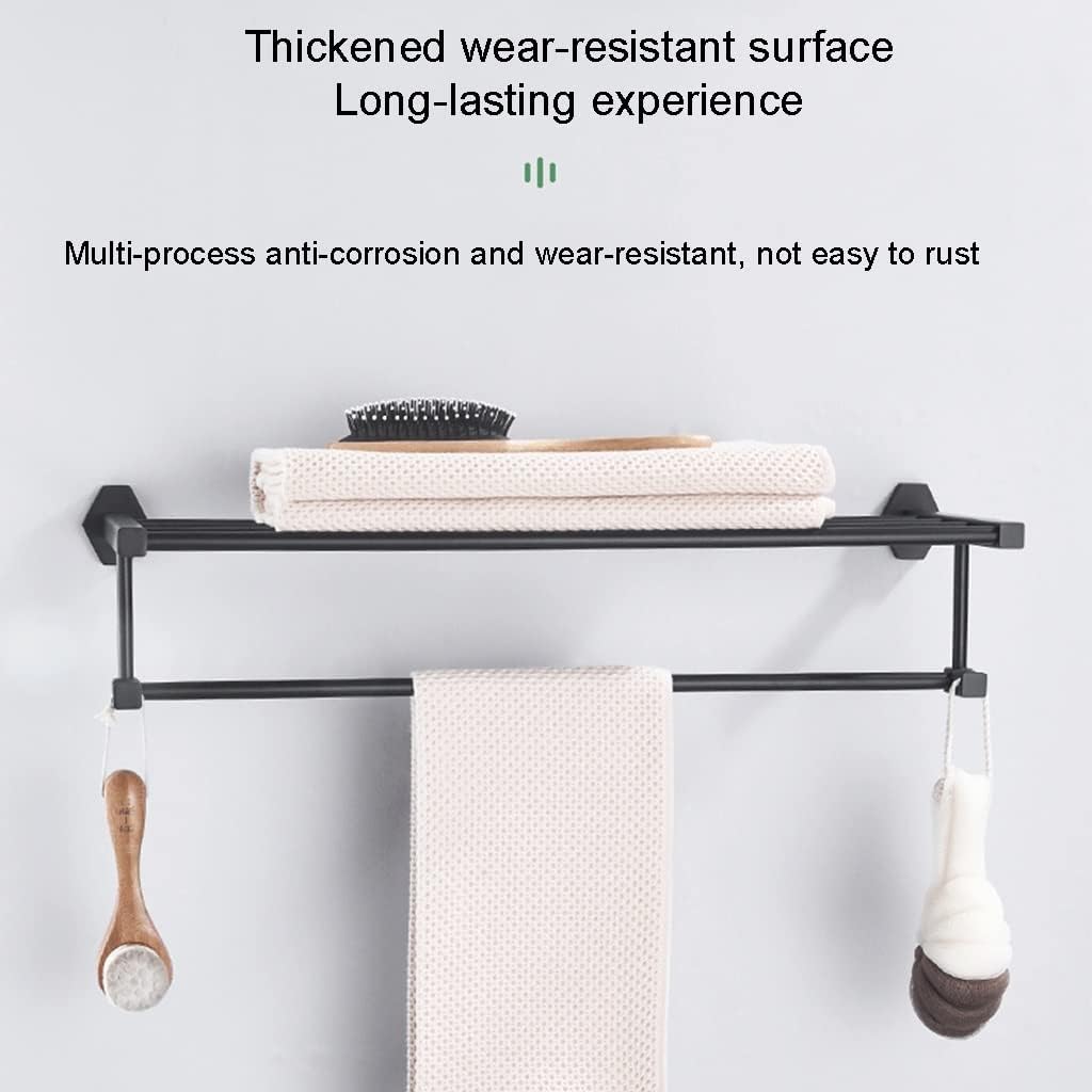 Bath Towel Bars Bath Towel Rack, Bathroom Perforated Black Brass Rack, Bathroom Hardware Storage Chrome-Plated Copper Towel Holder Towel Holder, Style