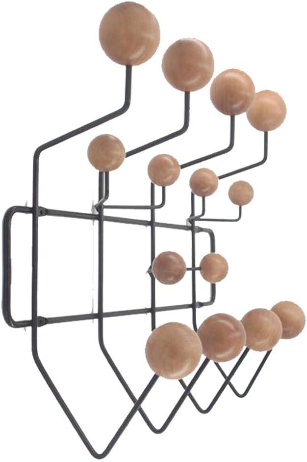SHISEDECO Classic Hang it All Coat Rack, Mid Century Modern Wall Mounted Hooks with Painted Solid Wooden Balls, Decorative Creative Fashion Wood Hanger for Home, Bedroom (Black Frame Natural)