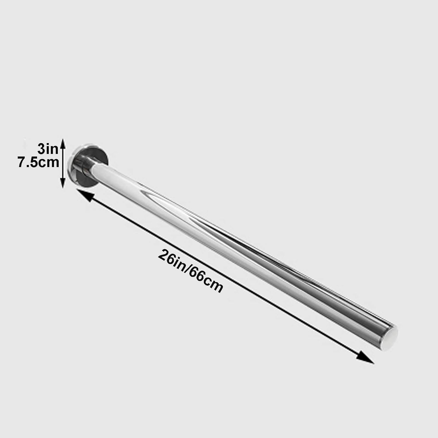 66cm Towel Bar Wall Mounted - SUS 304 Stainless Steel Towel Holder with Screws Hand Towel Rail Brushed Chrome Finish Rack for Bathrooms Kitchen Toilet Heavy Duty - Single Arm, Silver