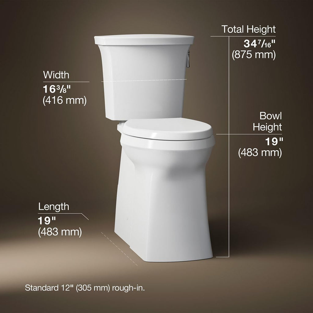KOHLER Corbelle Tall Two-Piece Elongated Toilet With Skirted Trapway 1.28 Gpf