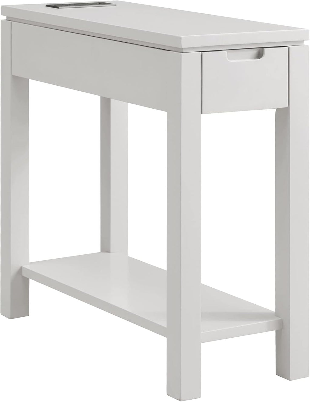 Leick Home 9080-GR Cade Wood Side Table with Drawer and AC/USB Outlet, Gray