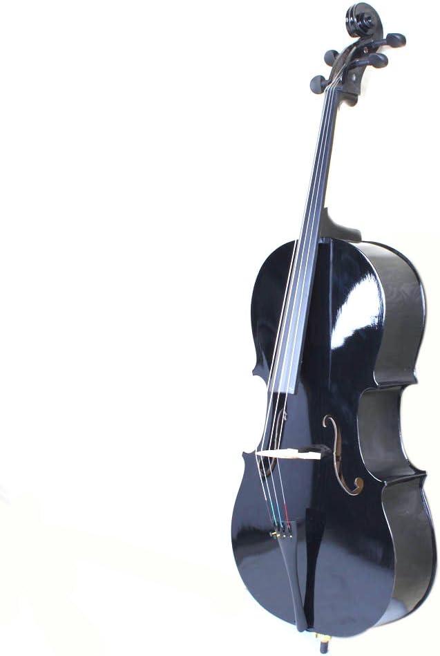 Full Size Cello Kit, Acoustic Cello Instrument for Adults,Beginners,Students,Complete Cello 4/4 Set with Portable Bag, Bow, Rosin (Black)