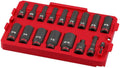 Socket Set For Milwaukee 49-66-6815 3/8' Impact Duty Socket SAE TRAY Set (Size:11.99 x 8.06 x 1.46 in) - 17PC, Red,black