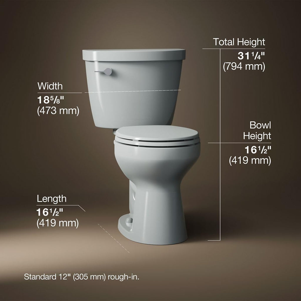 KOHLER Cimarron Comfort Height Two-piece round-front 1.6 gpf chair-height toilet