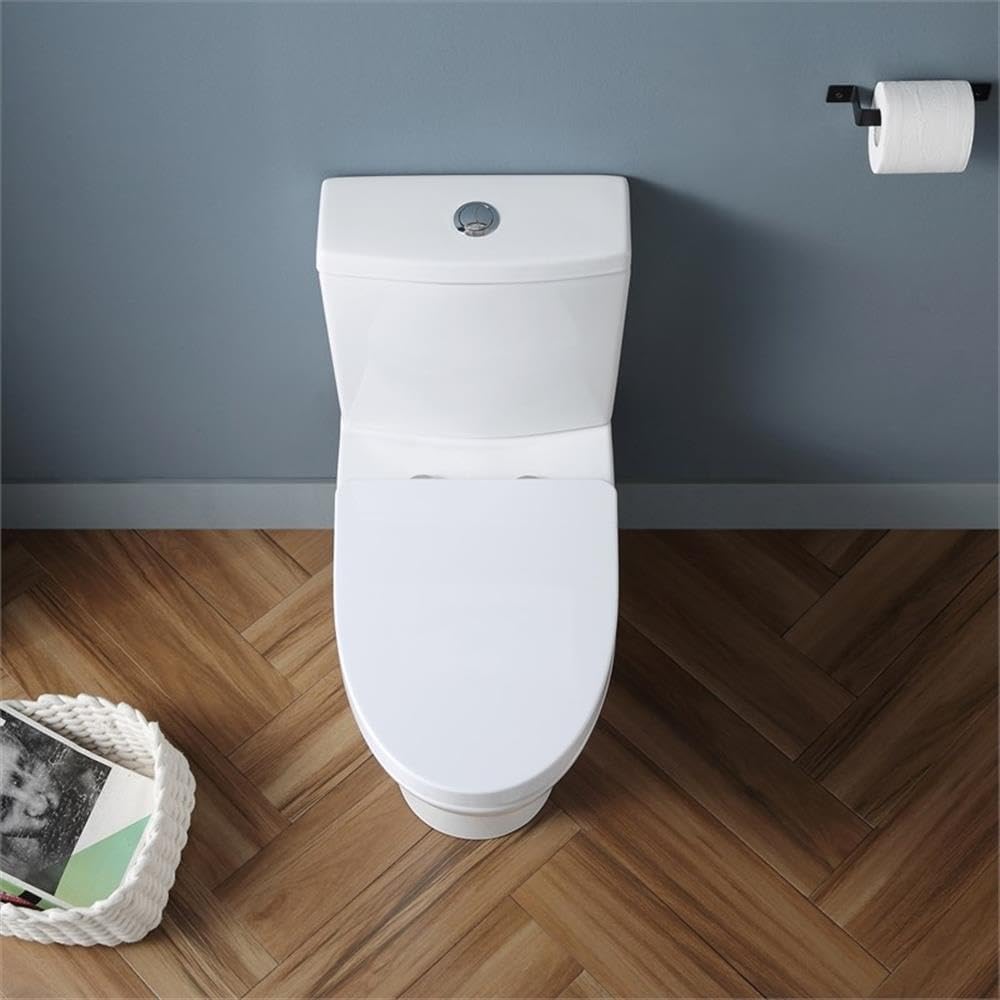 Pemberly Row 2-Piece Dual-Flush Toilet, 1.1/1.6 GPF, Elongated Bowl in White, Comfort ADA Height, Sleek Skirted Design, WaterSense Certified, Soft-Close Seat Included, Modern Bathroom Fixture