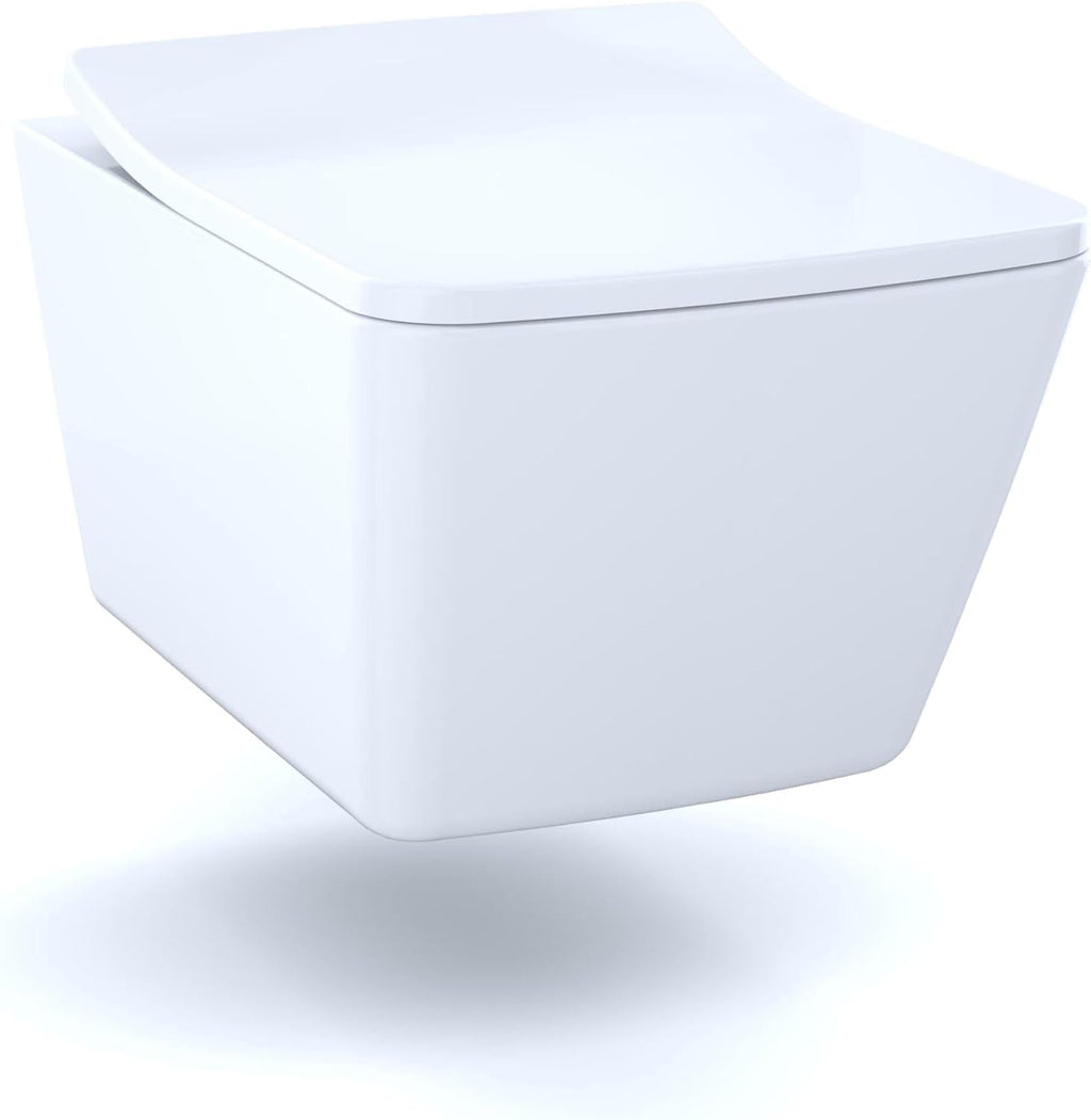 TOTO SP Wall-Hung Square-Shape Toilet and DuoFit In-Wall 1.28 and 0.9 GPF Dual-Flush Tank System with Copper Supply- CWT449249CMFG#WH