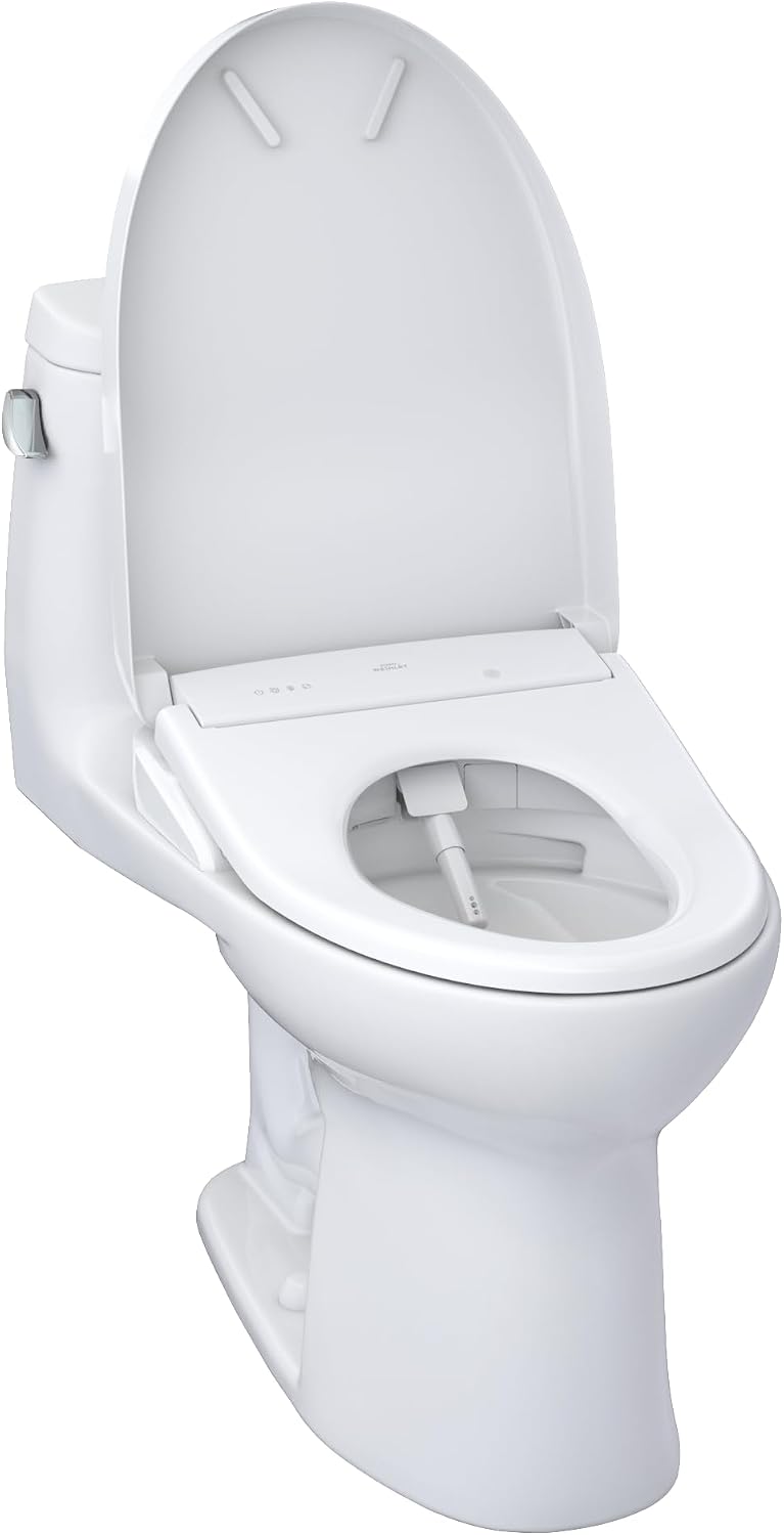 TOTO® WASHLET®+ UltraMax® II One-Piece Elongated 1.28 GPF Toilet with Auto Flush WASHLET®+ S7 Contemporary Bidet Seat, Cotton White - MW6044726CEFGA#01