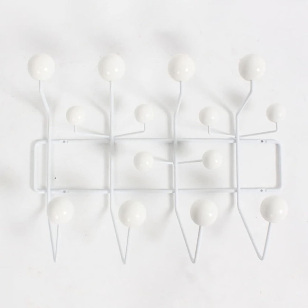 SHISEDECO Classic Hang it All Coat Rack, Mid Century Modern Wall Mounted Hooks with Painted Solid Wooden Balls, Decorative Creative Fashion Wood Hanger for Home, Bedroom (White)