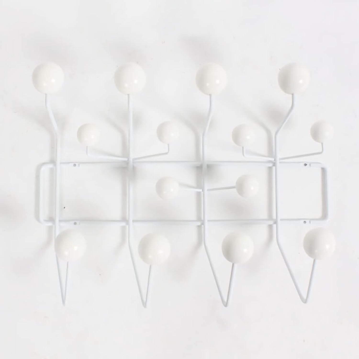 SHISEDECO Classic Hang it All Coat Rack, Mid Century Modern Wall Mounted Hooks with Painted Solid Wooden Balls, Decorative Creative Fashion Wood Hanger for Home, Bedroom (White)