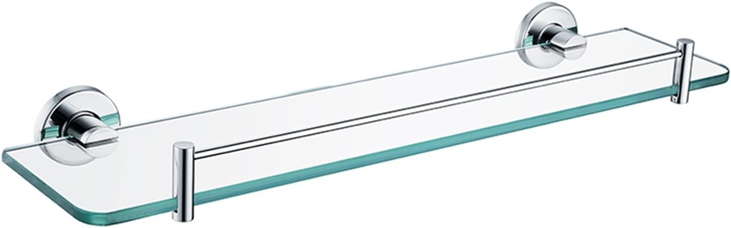 Bath Hardware, Chrome Robe Hook Towel Rail Bar Rack, Bathroom Accessories,Wall-Mounted Bathroom Rack Accessory (Color : Robe Hook) (Glass Shelf)