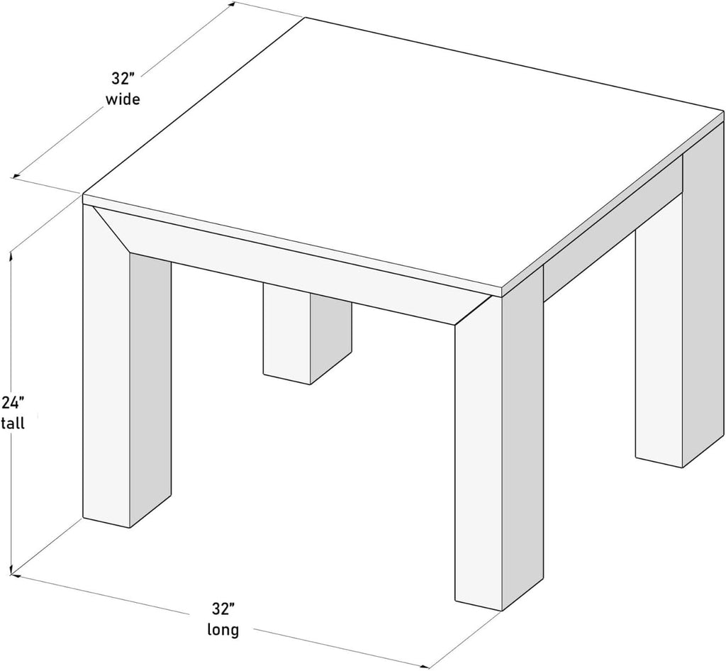 Plank+Beam Modern Square Corner Table, 32', Slim Side Table for Living Room, Mini End Table for Small Spaces, Bedside Night Stand, Blonde Wirebrush