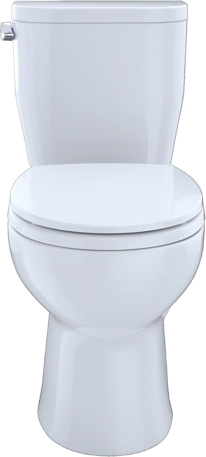 TOTO Entrada Two-Piece Round 1.28 GPF Universal Height Toilet, Cotton White - CST243EF#01