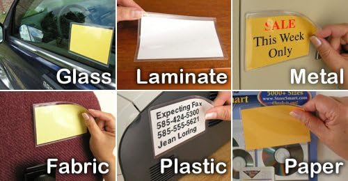 StoreSMART® Remove & Reuse Peel & Stick Plastic Pocket - 100 Peel & Stick 4' x 6' Pockets - Open Short Side - Vinyl Plastic (PSR1888S-100)