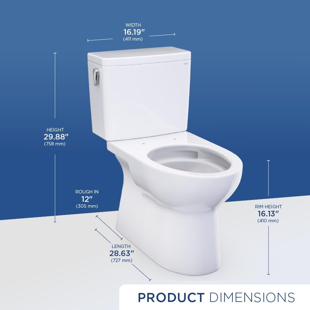 TOTO® Glaston™ 1G® Two-Piece Elongated 1.0 GPF Universal Height Toilet with CEFIONTECT®, Cotton White - CST472CUFG#01
