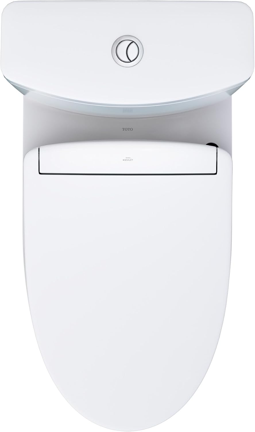TOTO® WASHLET+® Aquia IV Two-Piece Elongated Dual Flush 1.28 and 0.9 GPF Toilet and WASHLET S5 Bidet Seat, Cotton White - MW4463446CEMGN#01