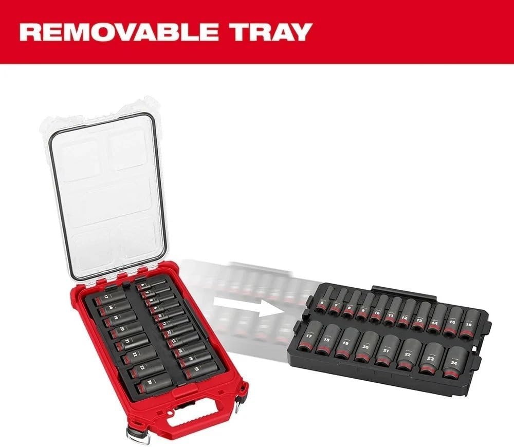 19PC 49-66-6801 for Milwaukee Impact Duty Socket 3/8' Drive Set - Red/New
